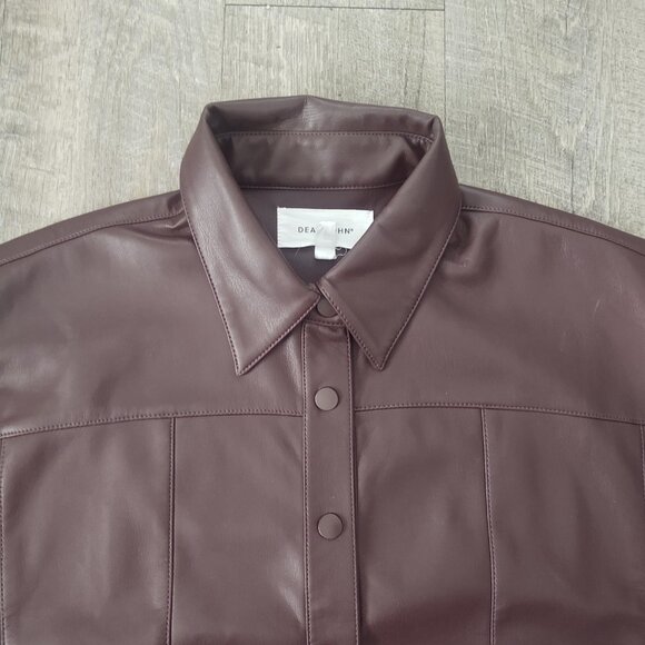 * Dear John Faux Leather Short Sleeve Snap Front Shirt sz xs - Picture 6 of 8